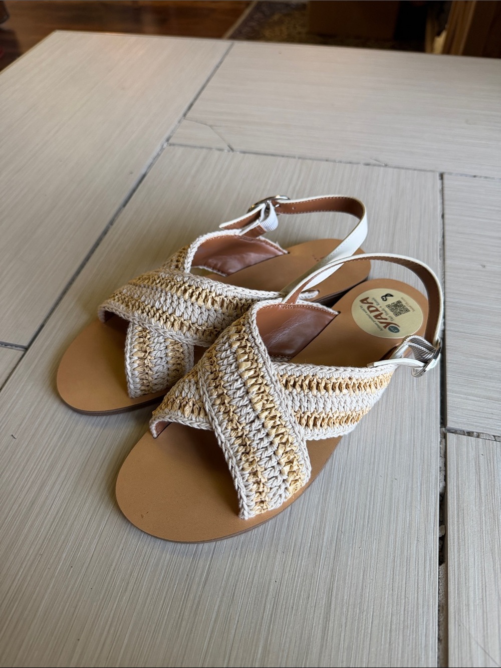 Mango Beige Woven Slingback Sandals